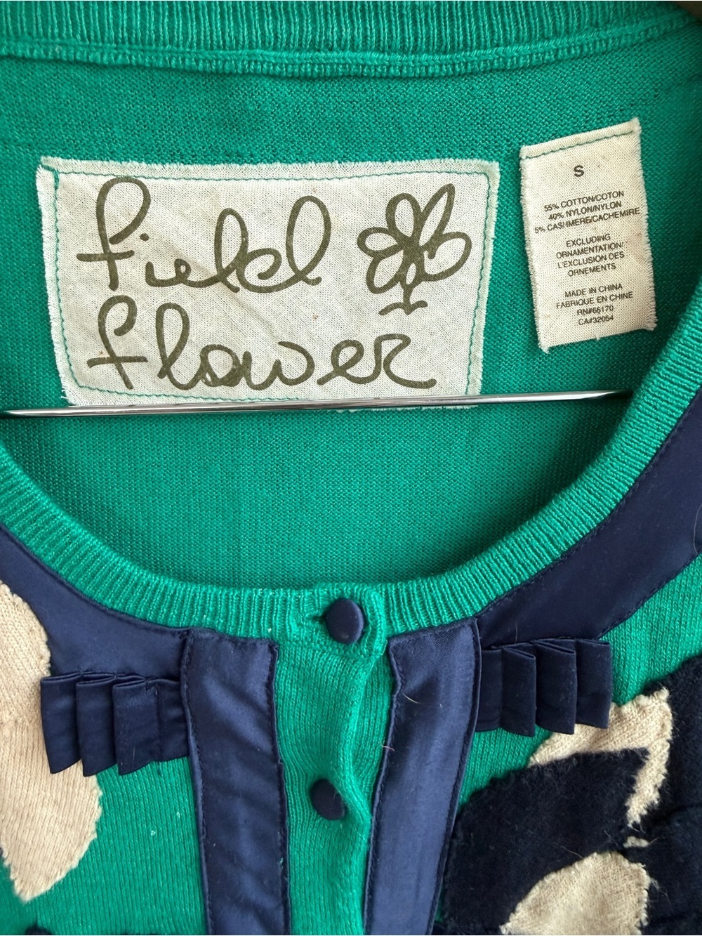 Field Flower Floral Appliqué Grandmacore Cardigan Size S - Picture 4 of 4